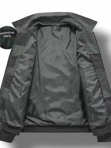 Manfinity Homme Men's Turn-Down Collar Zipper Outdoor Windbreaker Jacket, Plaid Print