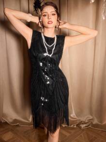 Vintamour Payetler, Nakışlar, Püsküller ve Kısa Kollu Şık Vintage Kadın Flapper Elbisesi, 1920'ler Tarzı Parti Dar Midi Elbise Flapper Elbise Muhteşem Gatsby Elbise Sonbahar Kadın Giysileri Elbise Şükran Günü Kadın Kıyafeti Siyah Eve Dönüş Elbisesi Noel Kadın Elbisesi Seksi Siyah Elbise Sonbahar Kadın Kıyafetleri Noel Kadın Giysileri Siyah Mini Elbise Kadın Elbiseleri Siyah Dar Elbise Sonbahar Elbiseleri Parti Kadın Elbiseleri Seksi Elbise Kış Kadın Elbisesi - Siyah - Görünüm 8
