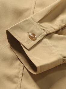 Manfinity Homme Men's Front Button Long Sleeve Pocket Simple Casual Jacket - Khaki - View 4