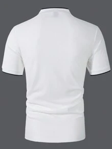 Manfinity Homme Camisa polo casual de trayecto para hombres con acabado, verano - Blanco - Ver 2