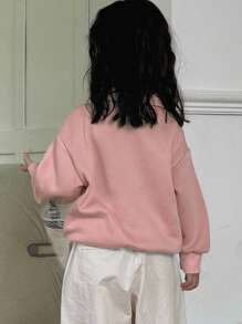 Dazy Kids 女童纯色 Polo 领运动衫，年轻女孩秋装