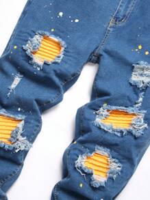 Manfinity LEGND Jeans casuales de corte slim con bolsillo y desgastados para hombre