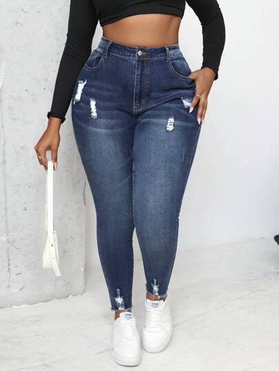 Slaydiva Blugi cu talie înaltă, sexy, skinny stretch, rupti
