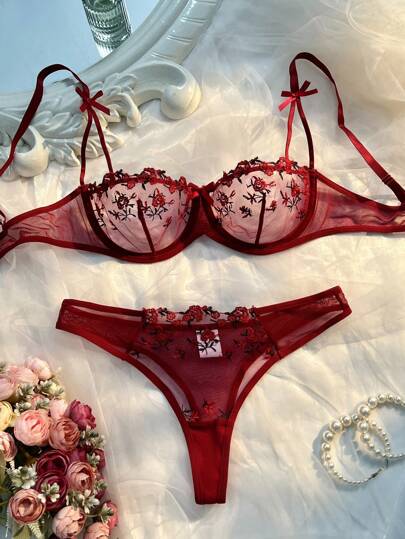 Esselle Roze Romantic Schattige Verleidelijke Lingerie Set view 4