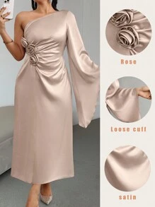 SHEIN Clasi Plus Size Femei Culoare Solidă Simplu Zilnic 3D Decor Floral Rochie Fără Mâneci Tinuta Maxi Femei