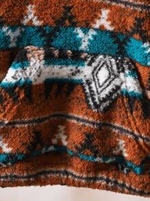 SHEIN 2pcs Baby Boys'  Long Sleeve Sweatshirt And Pants Set With Plush Retro Pattern