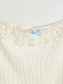 SHEIN EZwear 女士休闲夏季蝴蝶结装饰吊带背心 - 杏色 - 查看 6