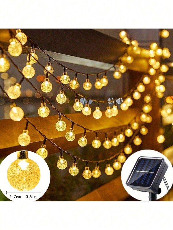 1pc 20/30/50/100 LED 5/6.5/7/12m Solar Power Bubble Ball String Lights Outdoor Garden Lawn Patio Decor Christmas For Holiday Gift Giving