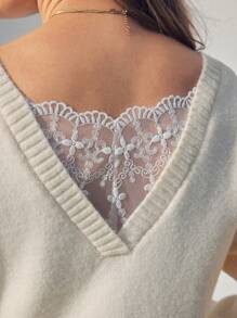 SHEIN V-Neck Long Sleeve Maternity Top With Ruffle Trim, For Winter - Apricot - View 5