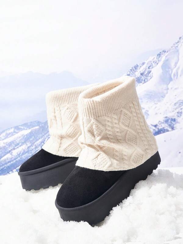 CUCCOO Quty Girls Short Boots Solid Color Round Toe Faux Suede Thick Sole Ankle Boots, Fashion Winter Knit Shoes For Christmas And New Year Holiday