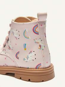 Cozy Pixies Autumn/Winter Fashion Casual Cute & Comfortable Soft Bottom Unicorn Print Baby Girl  Boots
