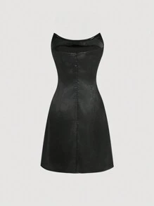 EMERY ROSE Váy ống màu trơn đơn giản gợi cảm mát mẻ với thiết kế bó sát eo và bodycon, màu đen - màu đen - Xem 2