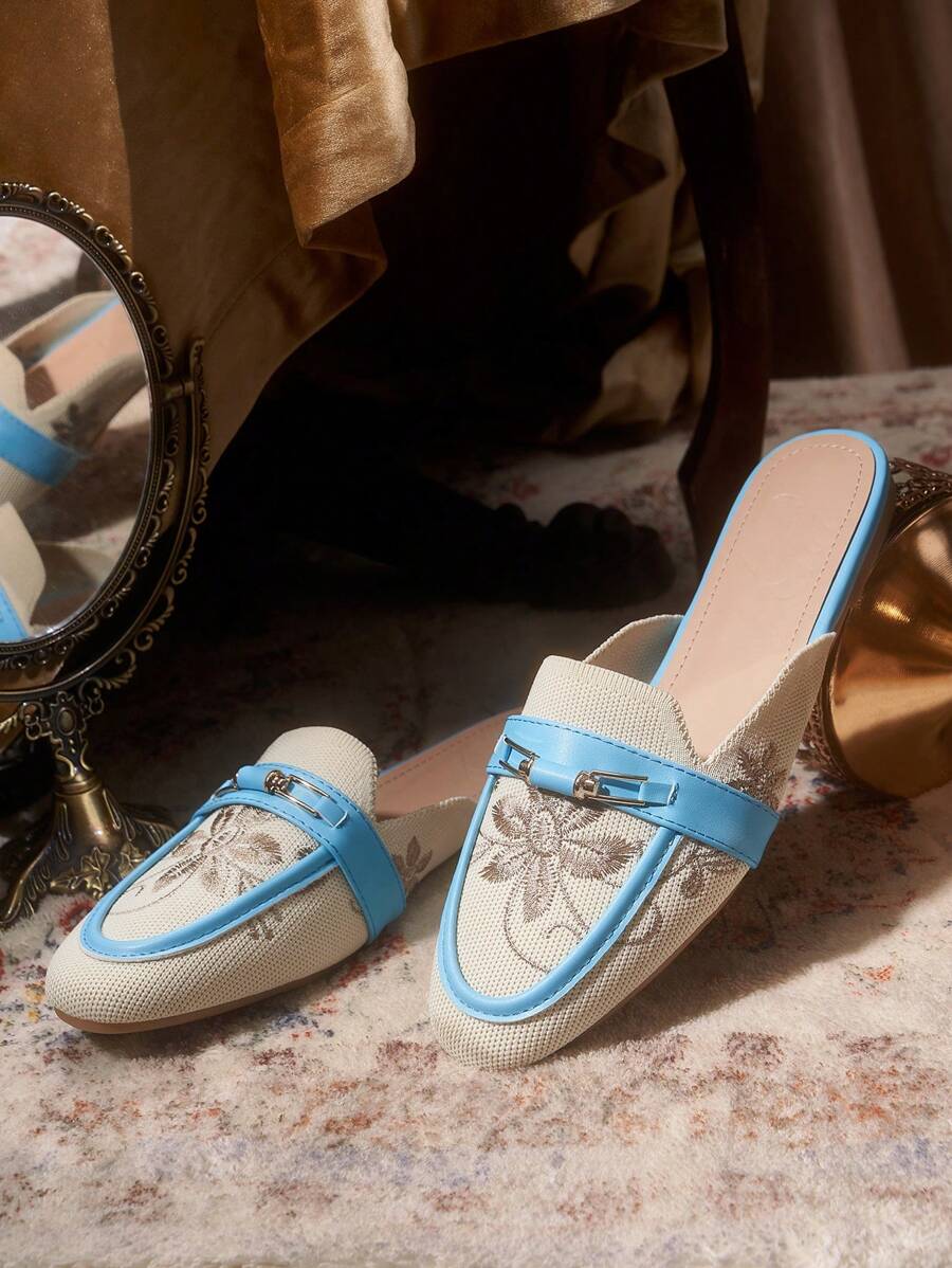 CUCCOO TILAWA Women's Solid Color Patchwork Flat Casual Shoes, Summer Daily Wear Fall - Blue - View 1