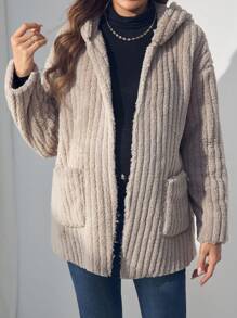 SHEIN 孕妇蓬松冬季夹克和连帽外套，适合孕妇，秋冬装