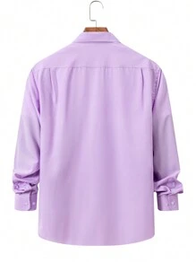 Manfinity Mode Camisa de manga larga con estampado de caballero informal para primavera/otoño para hombre - Púrpura malva - Ver 2