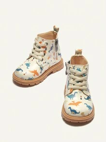 Autumn/Winter Fashionable Versatile Cute Dinosaur Print Soft Sole Baby Boy  Boots - Multicolor - View 8