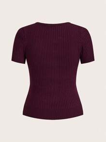 Modelyn 2 件套女士纯色圆领短袖上衣和优雅针织裙套装 2 件套