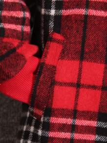 SHEIN Young Boy Casual Plaid Pattern Hooded Cardigan Jacket, Warm Fabric, Fashionable & Versatile Design, Great For Outdoor, School And Daily Wear, Boy Coat