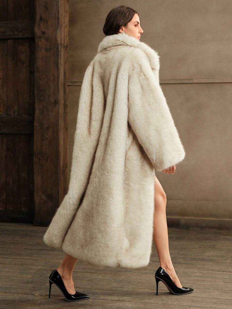 【Eaphi】wave design shaggy long coat eaphi wave design shaggy long coat 補正あり eaphi no collar shaggy