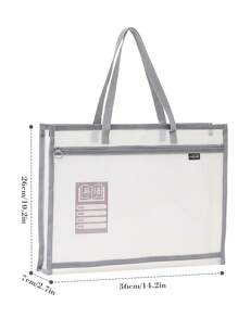 1pc Portable Double-Layer Subject Classification Bag, Transparent Waterproof EVA File Storage Bag, Zipper-Type Special Books And Test Paper Bag, Suitable For Classroom Use(14.2*10.2*2.7inch) Christmas For Holiday Gift Giving,Back To School,School Supplies