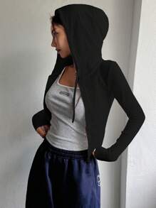 DAZY Women's Slim Fit Hooded T-Shirt, New Arrival Autumn Women Jacket,Fall Women Clothes - Black - View 5