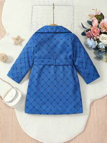 Baby Girl Collared Long Sleeve Pocket Button Down Allover Print Jacket - Blue - View 2
