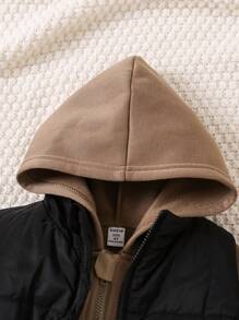 SHEIN Explorewe 3 件装年轻女孩休闲连帽棕色运动衫、棕色裤子和黑色背心套装，秋冬 - 彩色 - 查看 3