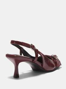 CUCCOO BIZCHIC 女士尖头高跟鞋、优雅穆勒凉鞋、朋克风格新年假期 - 復古紅色 - 查看 10