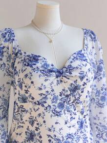 Dreamara Váy midi tay loe in hoa cỡ lớn cho nữ khi trở lại trường, đi nghỉ, mùa thu - Nhiều màu - Xem 6