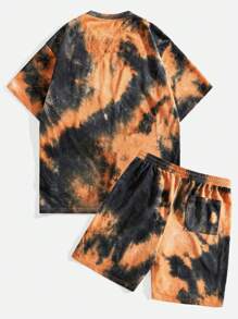 Manfinity NXTstreet Men's Tie Dye Loose Knit Short Sleeve T-Shirt Set - Orange - View 2