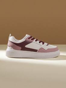 CUCCOO EASI Women's Outdoor Sports Skate Shoes In White, Pink, Purple Dopamine Colorway - Versatile, Comfortable, Flat Casual Walking Sneakers Tainers