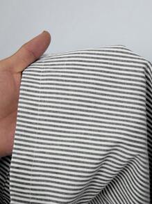 SHEIN PETITE Blauwe geweven, met garen geverfde gestreepte broek voor dames