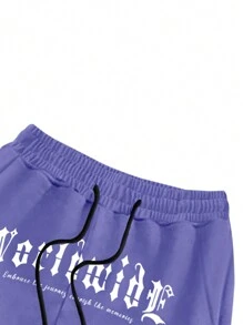 Manfinity Roghcode Loose Men's Letter Printed Drawstring Waist Sweatpants - Multicolor - View 3