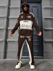 Manfinity Streetrush 2pcs/Set Men Fashion Brand Hoodie Sweatshirt & Flared Pants Tracksuit
