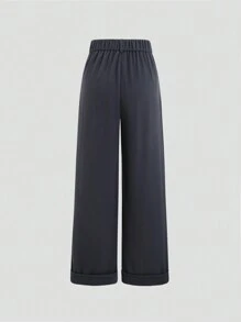 SHEIN Unity 女士高腰羊毛直筒下摆阔腿休闲裤，秋冬