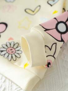 女宝宝宽松休闲圆领卡通印花柔软简约长袖运动衫