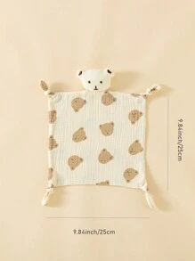 2 件装 100% 纯棉婴儿熊图案多用途平纹细布手帕/口水围兜 - 彩色 - 查看 3