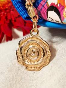 Frida Kahlo X SHEIN 全覆盖肖像花卉印花 3D 方形化妆包、礼品