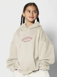SUMWON Oversized Youth Hoodie Casual College Graphic Sweatshirt Fall Winter Wear School Pullover - Apricot - View 1