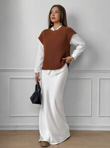 Chiquease Women's Solid Round Neck Batwing Sleeve Casual Knitted Sweater, Spring Summer