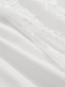 DAZY Blus Patchwork Lengan Lonceng dengan Hiasan Renda Transparan untuk Pakaian Kantor Wanita, Atasan Lengan Panjang untuk Pakaian Musim Gugur - Putih - View 8
