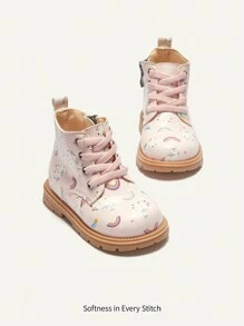 Cozy Pixies Autumn/Winter Fashion Casual Cute & Comfortable Soft Bottom Unicorn Print Baby Girl  Boots