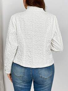 SHEIN Privé Chaqueta de cárdigan de cuello en V con textura de tela básica elegante en talla grande