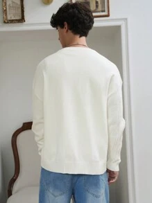 Manfinity Hypemode Men's Casual Solid Color Long Sleeve Knitted Sweater, Autumn & Winter