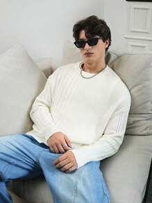 Manfinity Hypemode Men's Casual Solid Color Long Sleeve Knitted Sweater, Autumn & Winter