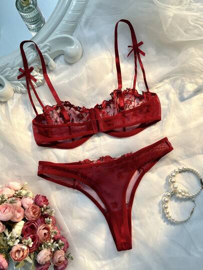 Esselle Roze Romantic Schattige Verleidelijke Lingerie Set view 2