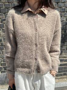 DAZY Women's Loose Casual Cardigan Sweater,Fall Clothes - Khaki - View 7