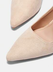 CUCCOO BIZCHIC Apricot Suede Chunky Heel Pointed Toe Slip-On Pumps For Women, Suitable For Commute, Dating, Party, Holiday Spring Shoes Spring Break Easter - Apricot - View 7