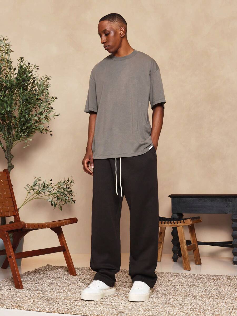 SUMWON 常规款短袖基本款 T 恤 - 深灰色 - 查看 1