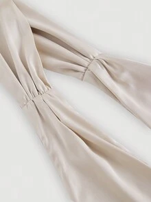 SHEIN MOD 女士蝴蝶结露背短款上衣和裙子套装、女士裙子套装、秋季两件套、返校节礼服、性感连衣裙、优雅女士连衣裙、美人鱼裙、秋季婚礼宾客礼服、香槟色连衣裙 - 杏色 - 查看 4